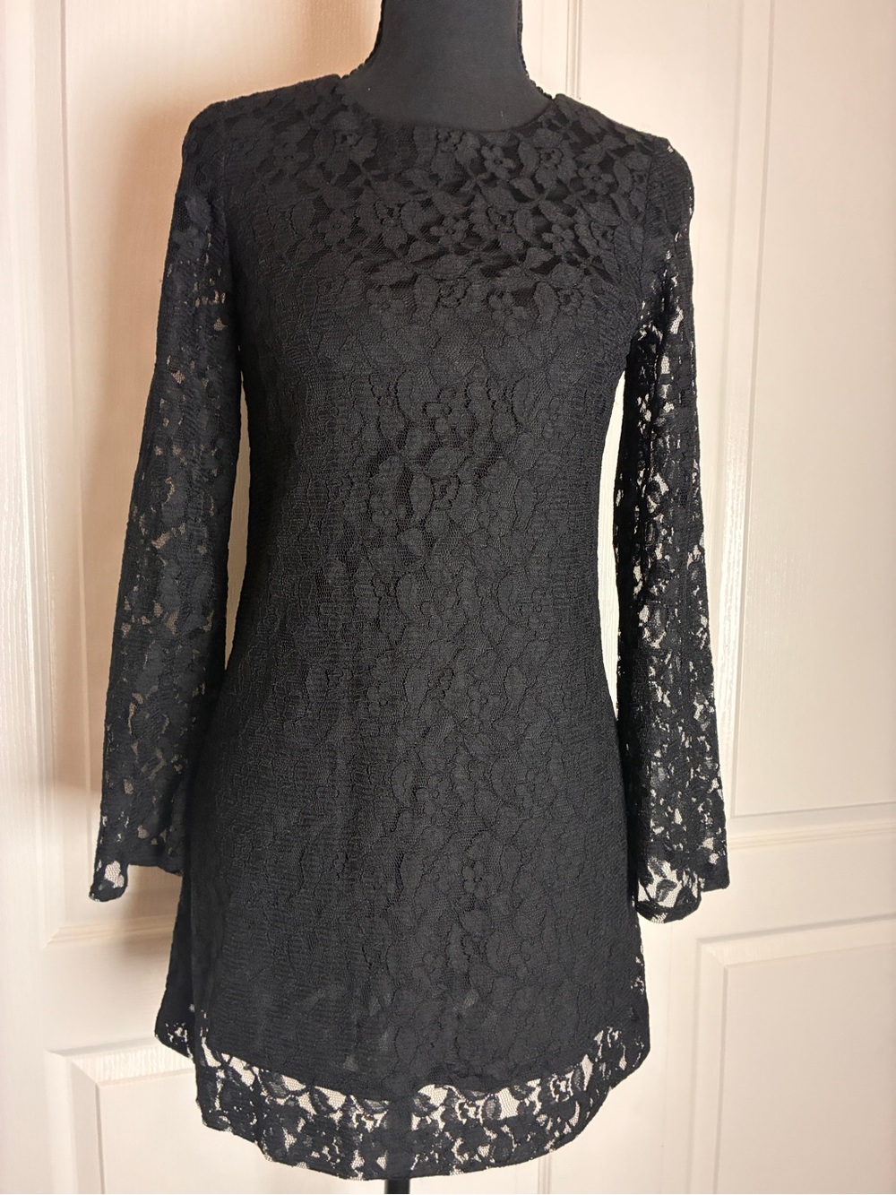 Black Lace Long-Sleeve Shift Dress- never worn